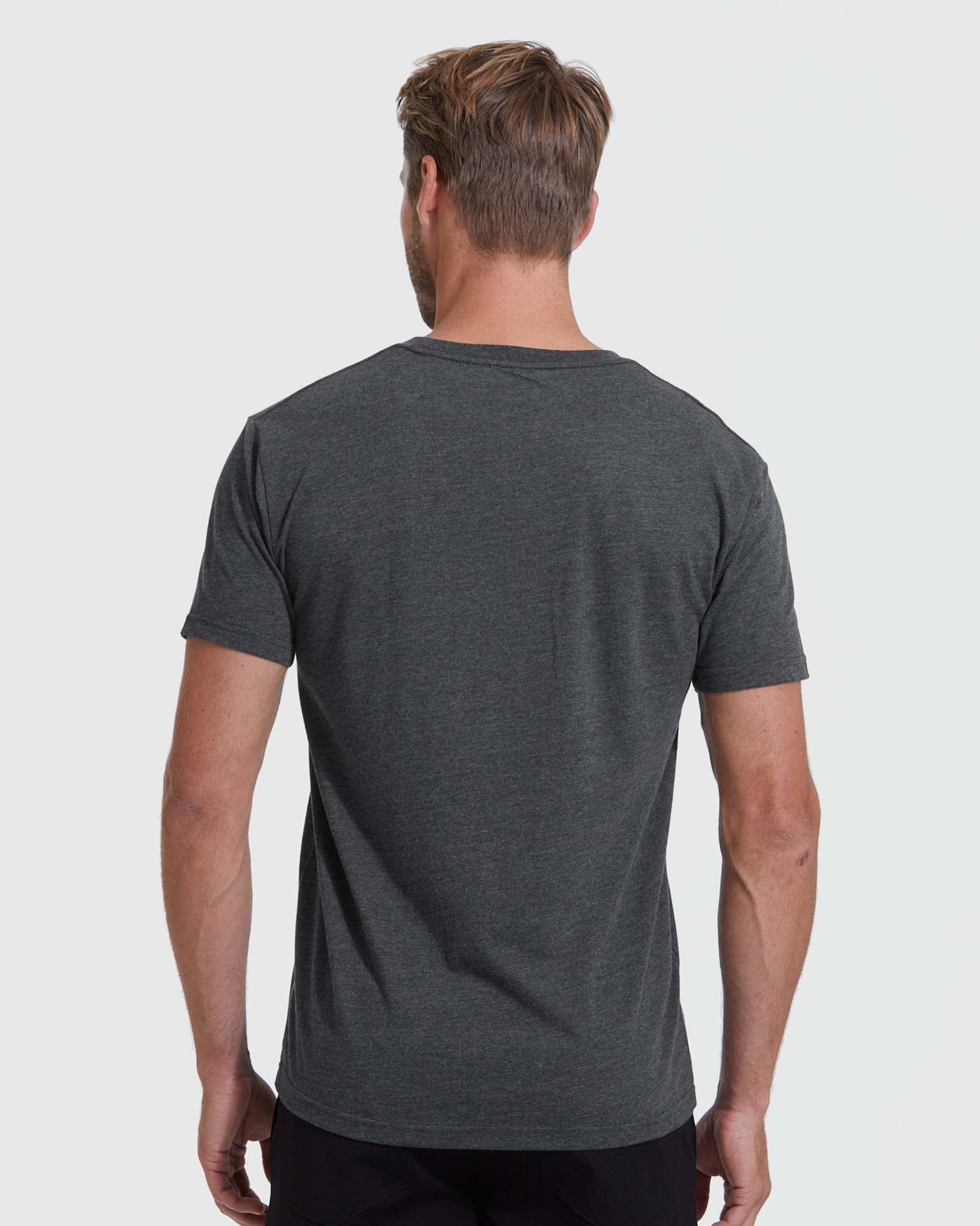 Charcoal Heather Gray V-Neck Tee-VibeCloset