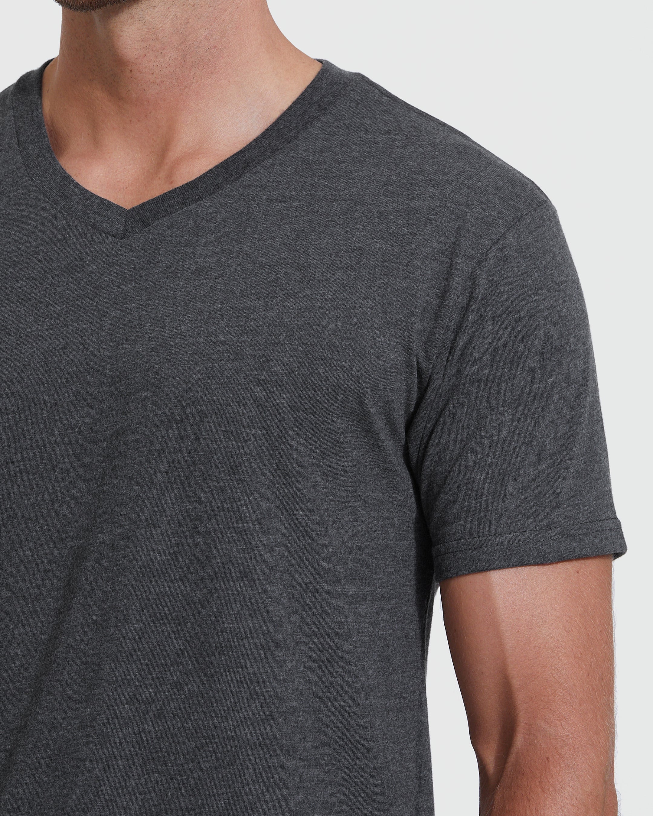 Charcoal Heather Gray V-Neck Tee-VibeCloset