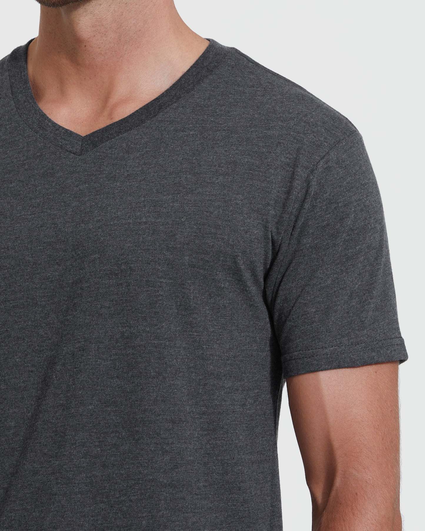 Charcoal Heather Gray V-Neck Tee-VibeCloset