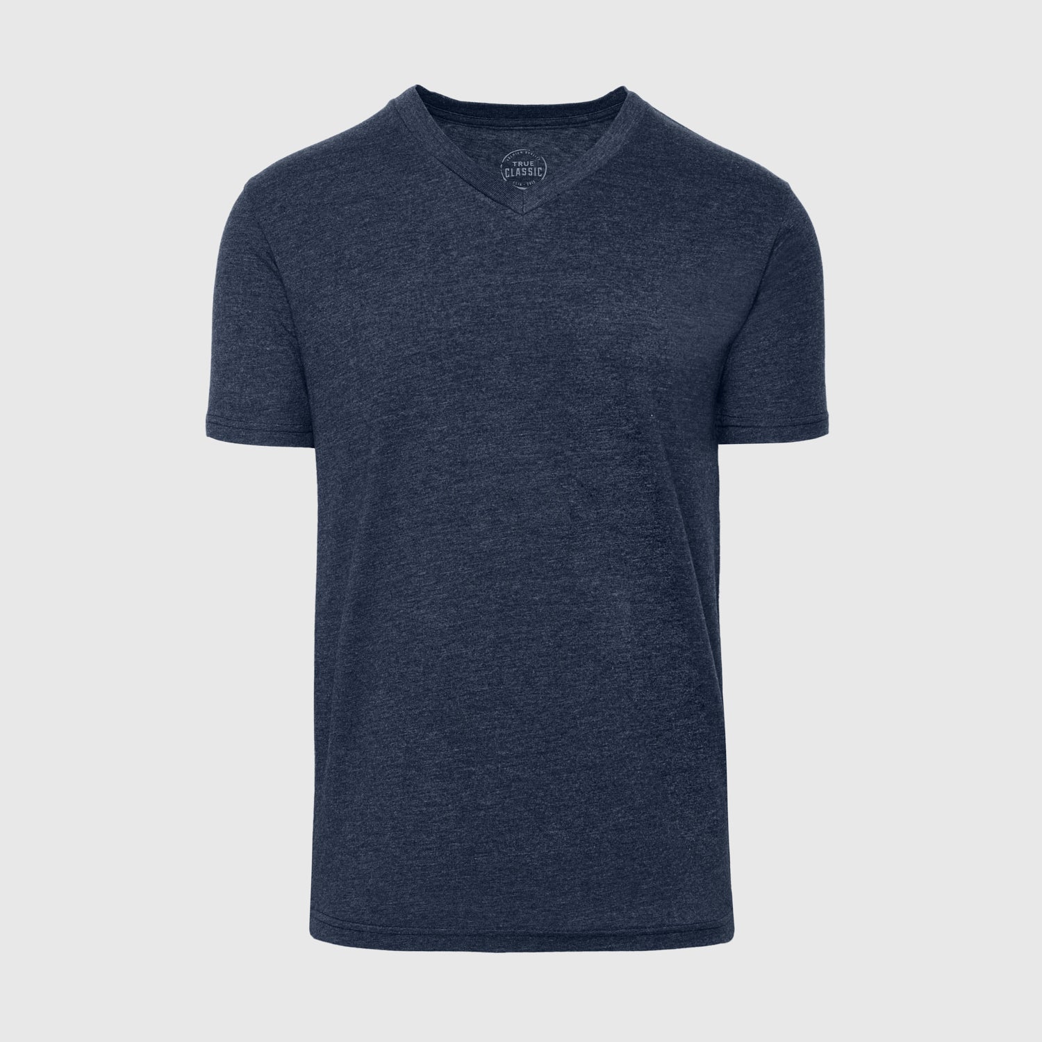 Heather Navy V-Neck Tee-VibeCloset