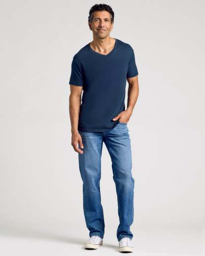 Navy V-Neck Tee-VibeCloset