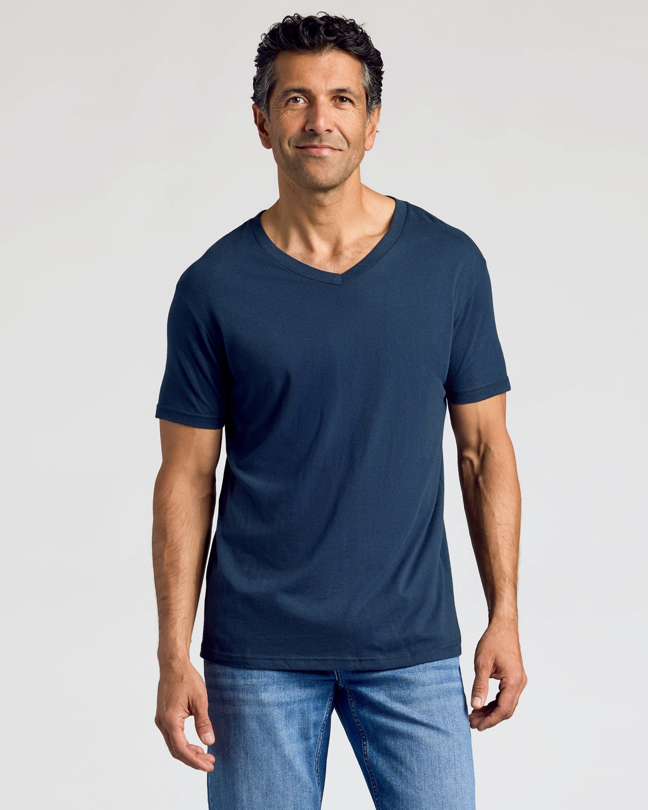 Navy V-Neck Tee-VibeCloset