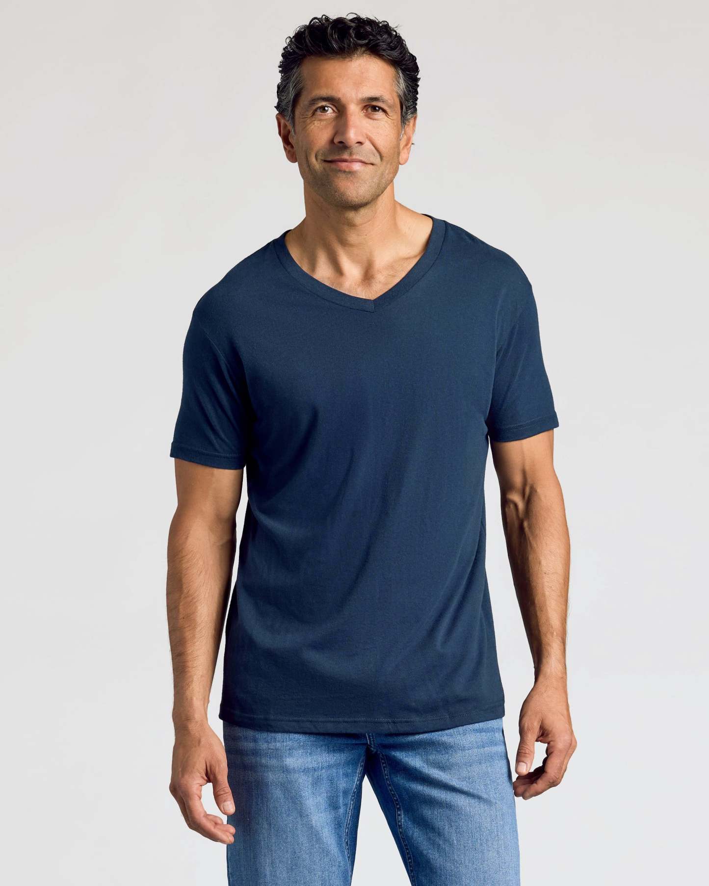 Navy V-Neck Tee-VibeCloset