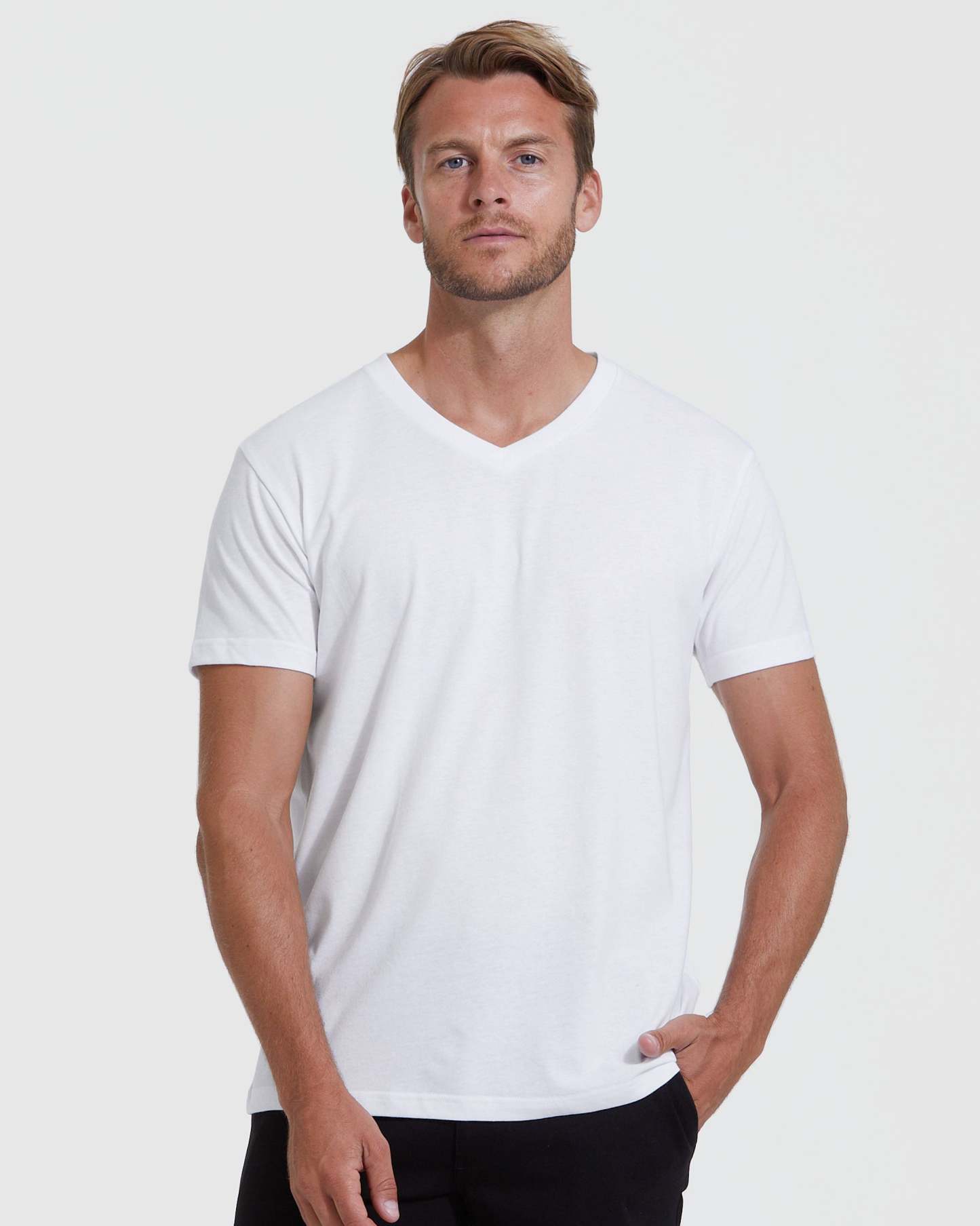 All White V-Neck Tee 6-Pack-VibeCloset