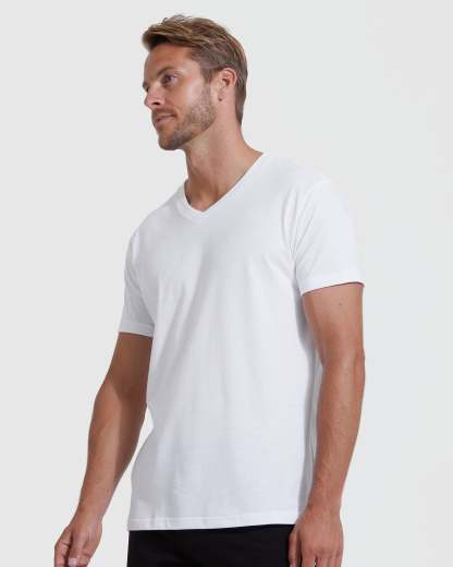 All White V-Neck Tee 6-Pack-VibeCloset