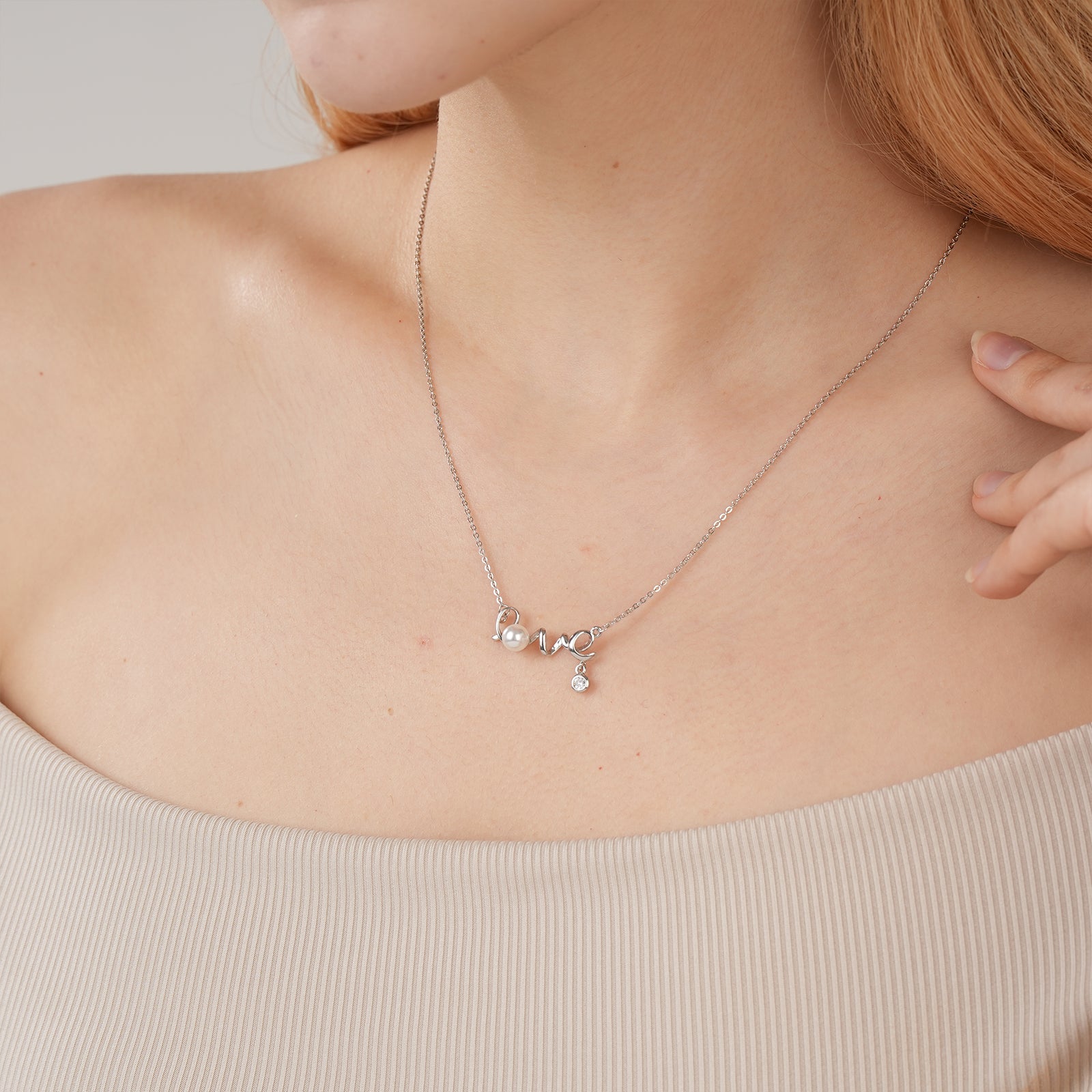 Forever Love 925 Sterling Silver Natural Freshwater Pearl Necklace-VibeCloset