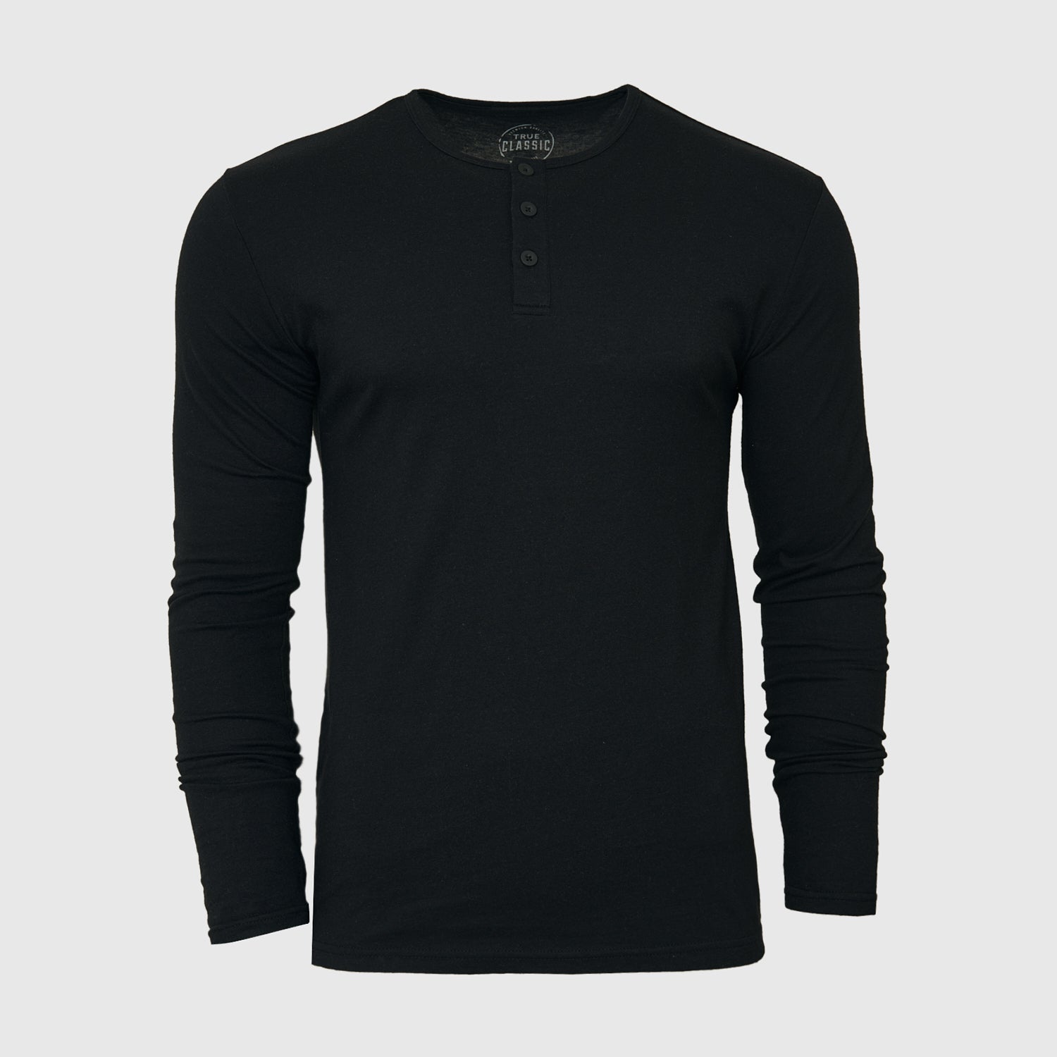 Black Long Sleeve Henley-VibeCloset