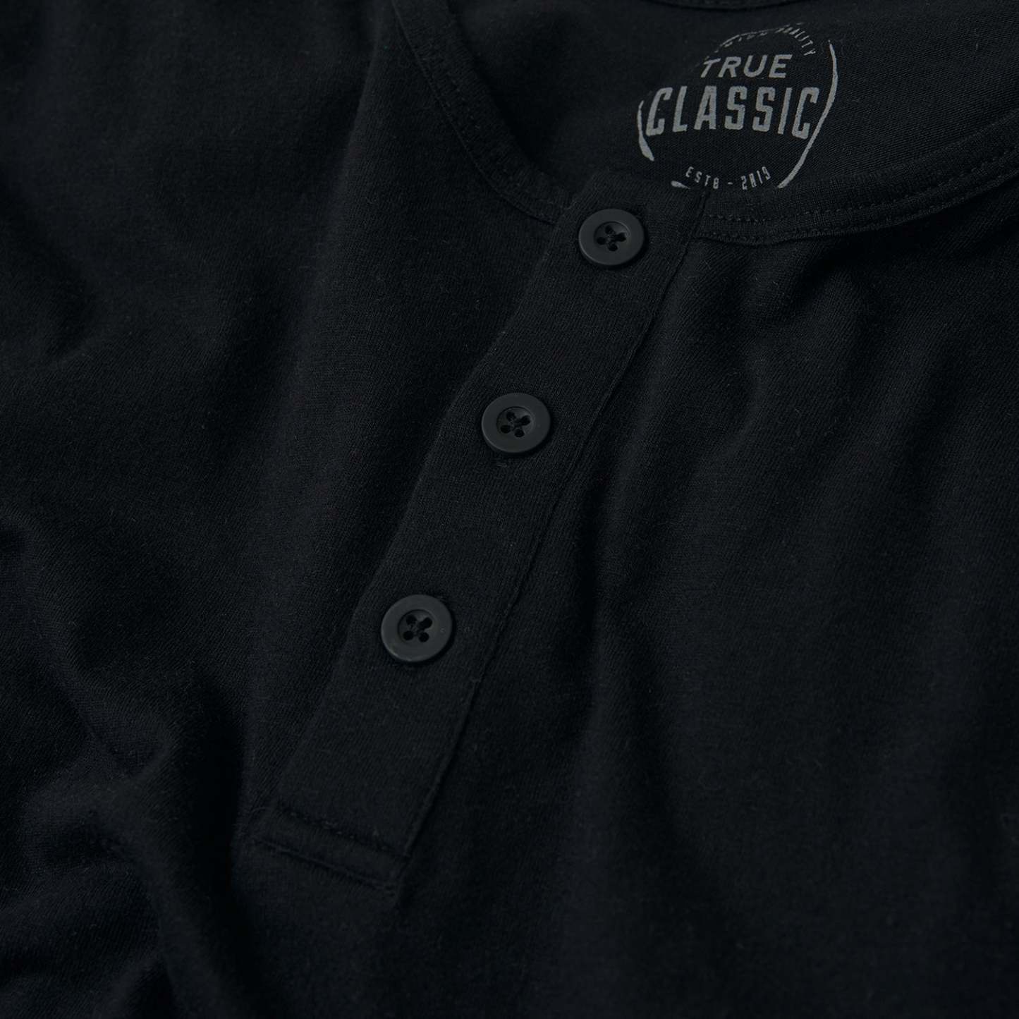 Black Long Sleeve Henley-VibeCloset