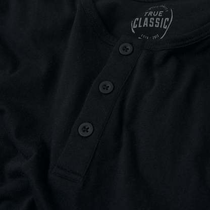 Black Long Sleeve Henley-VibeCloset