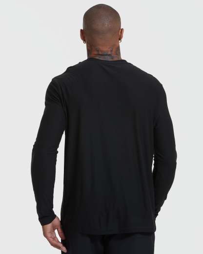 Black Active Long Sleeve Crew Neck T-Shirt-VibeCloset