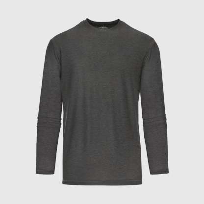 Charcoal Heather Gray Active Long Sleeve Crew T-Shirt-VibeCloset