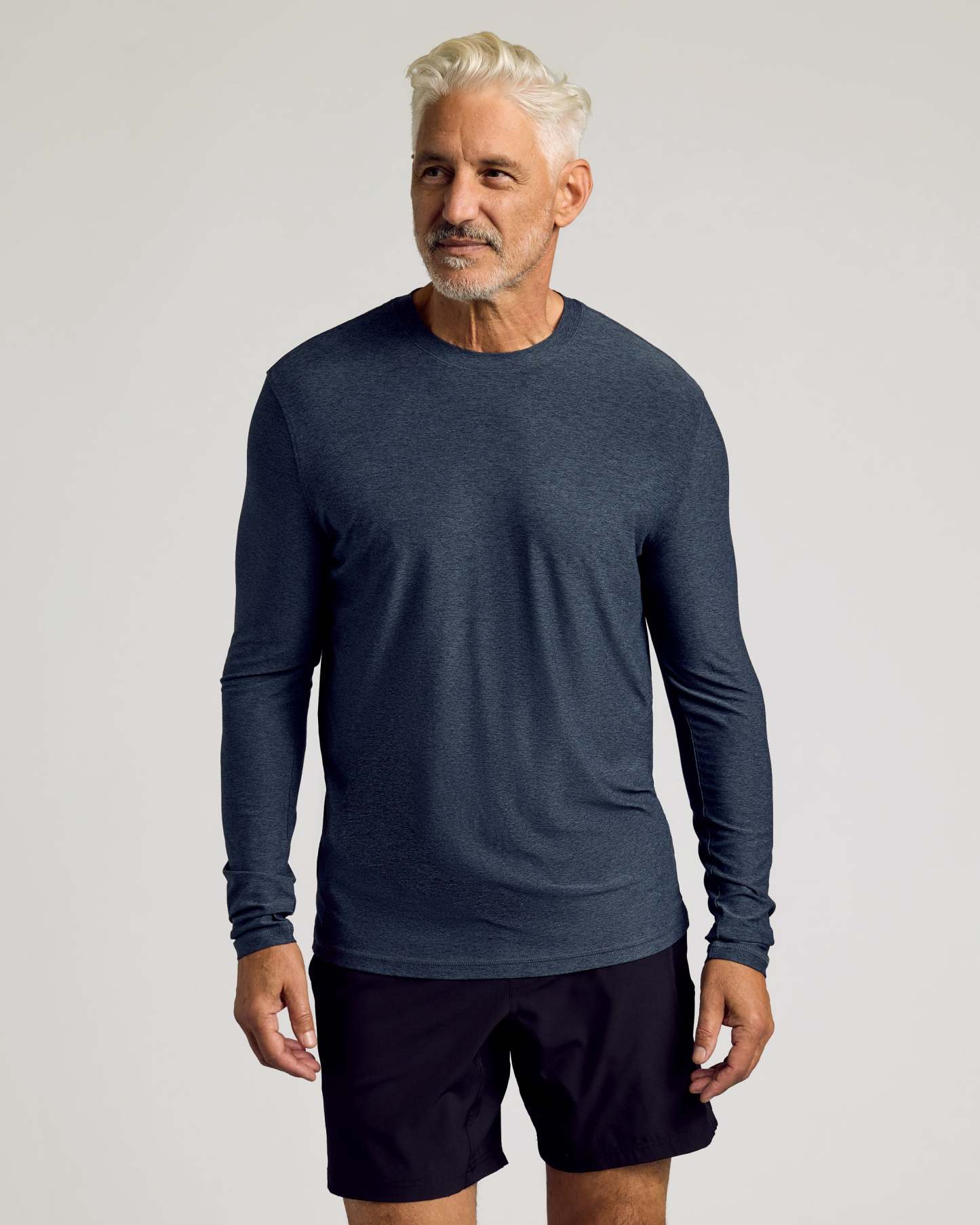 Dark Heather Fiord Active Long Sleeve Crew T-Shirt-VibeCloset