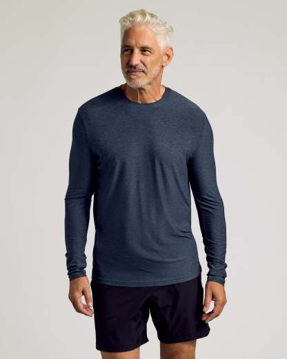 Dark Heather Fiord Active Long Sleeve Crew T-Shirt-VibeCloset