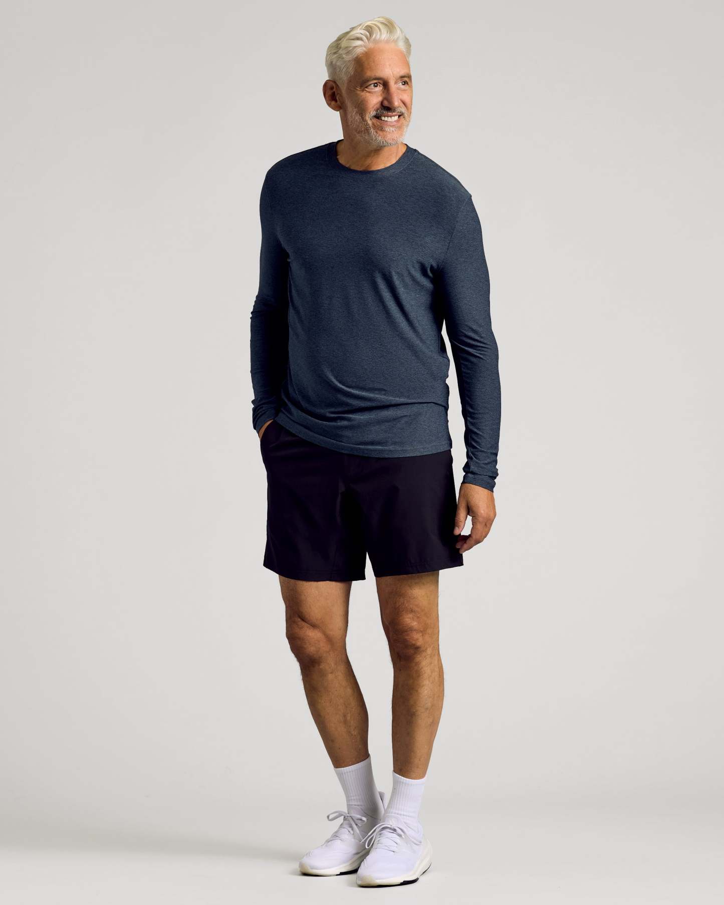 Dark Heather Fiord Active Long Sleeve Crew T-Shirt-VibeCloset