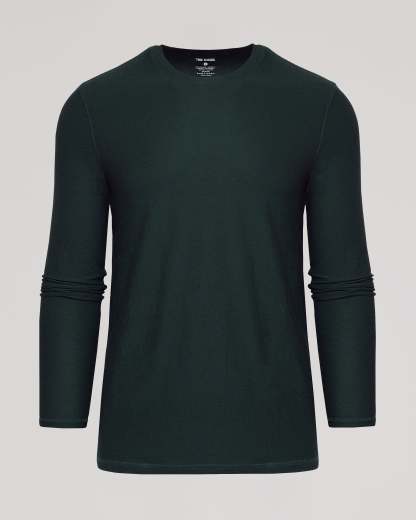 Dark Heather Forest Active Long Sleeve Crew T-Shirt-VibeCloset