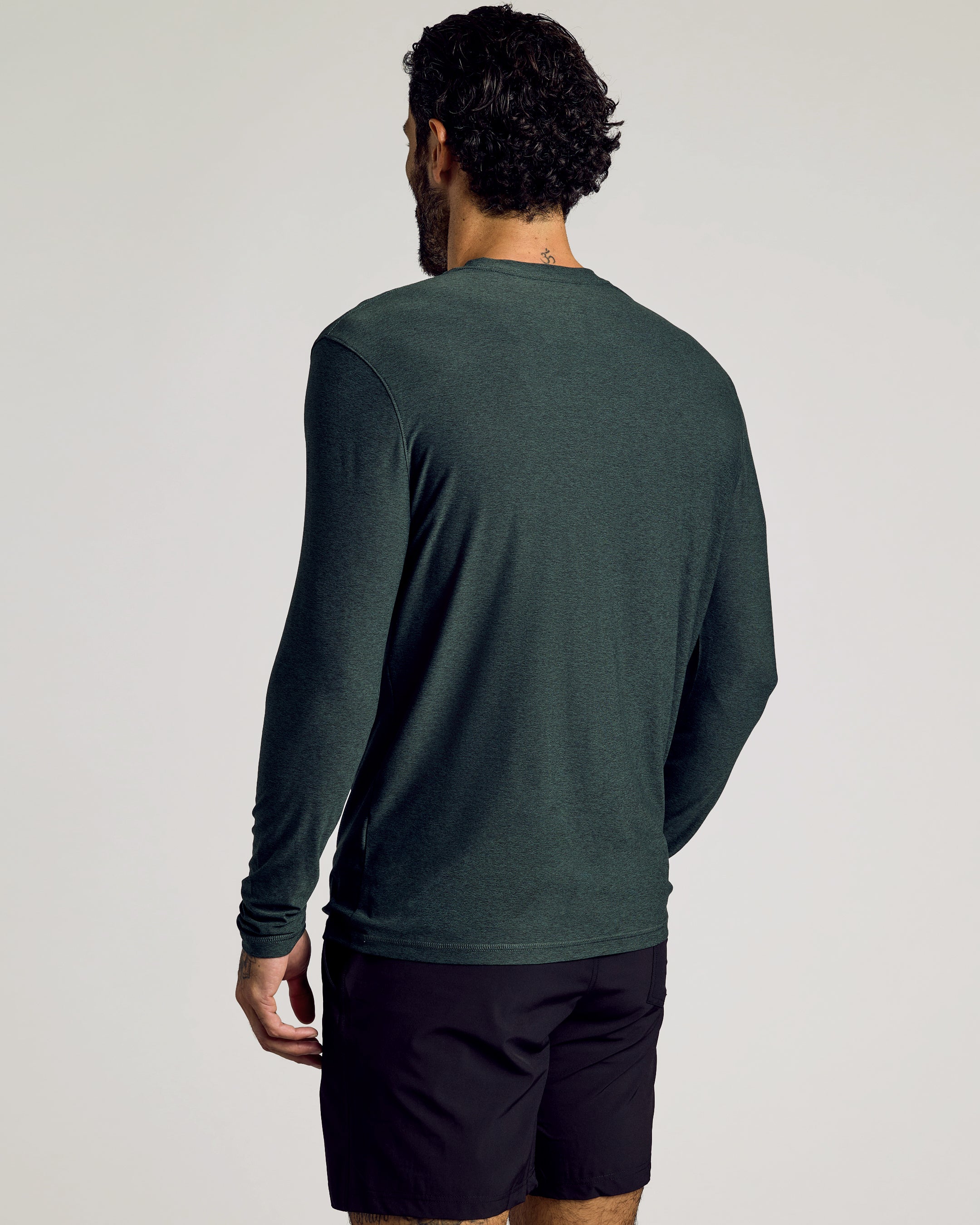 Dark Heather Forest Active Long Sleeve Crew T-Shirt-VibeCloset