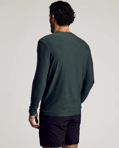 Dark Heather Forest Active Long Sleeve Crew T-Shirt-VibeCloset