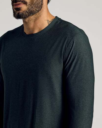 Dark Heather Forest Active Long Sleeve Crew T-Shirt-VibeCloset