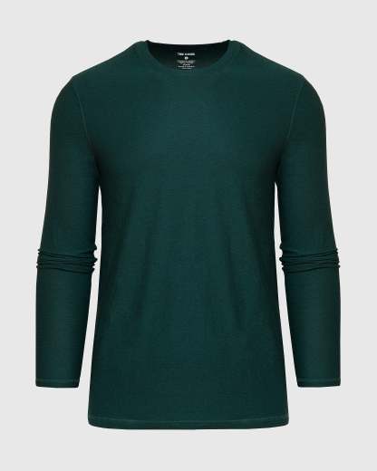 Evergreen Heather Active Long Sleeve Crew T-Shirt-VibeCloset