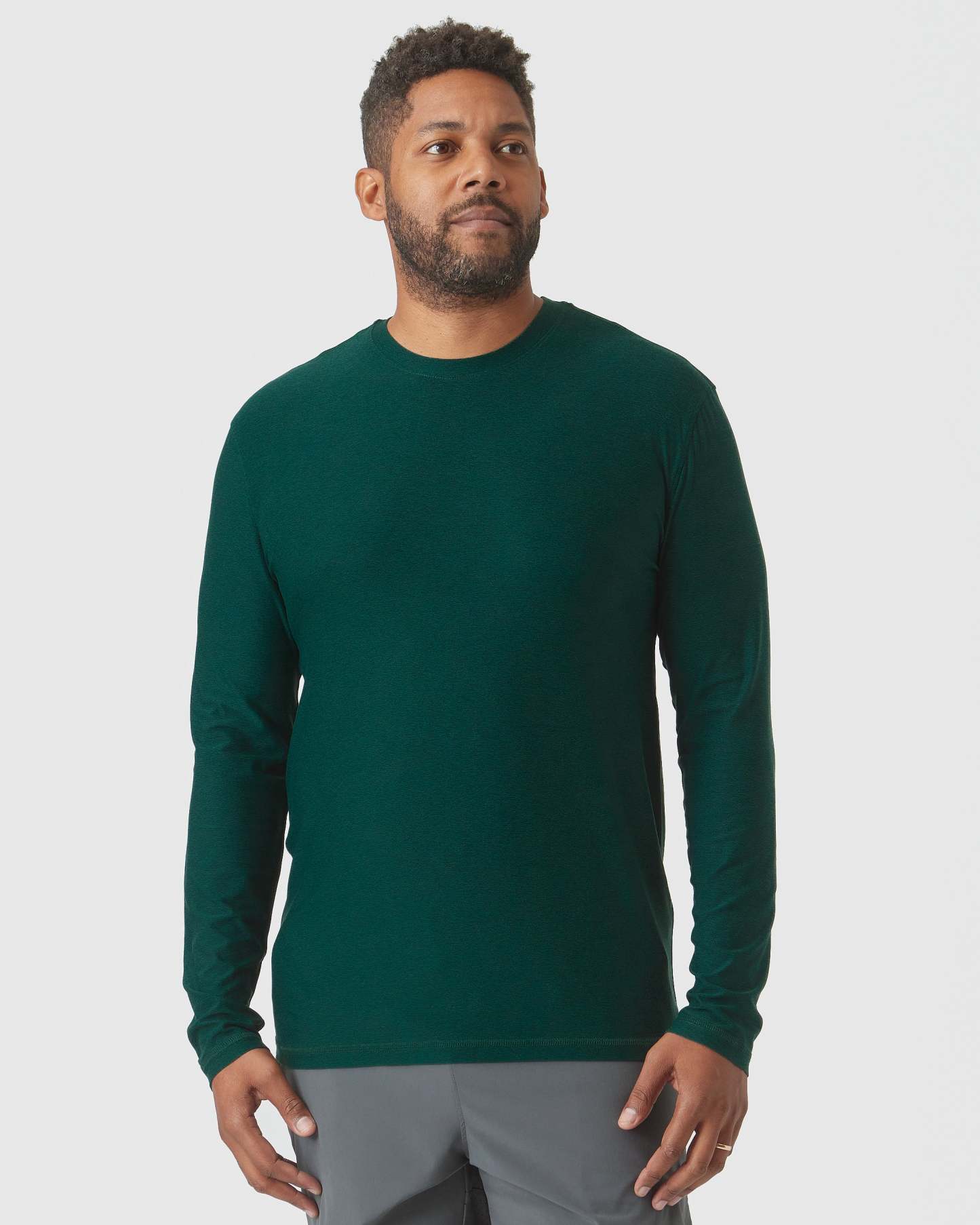 Evergreen Heather Active Long Sleeve Crew T-Shirt-VibeCloset
