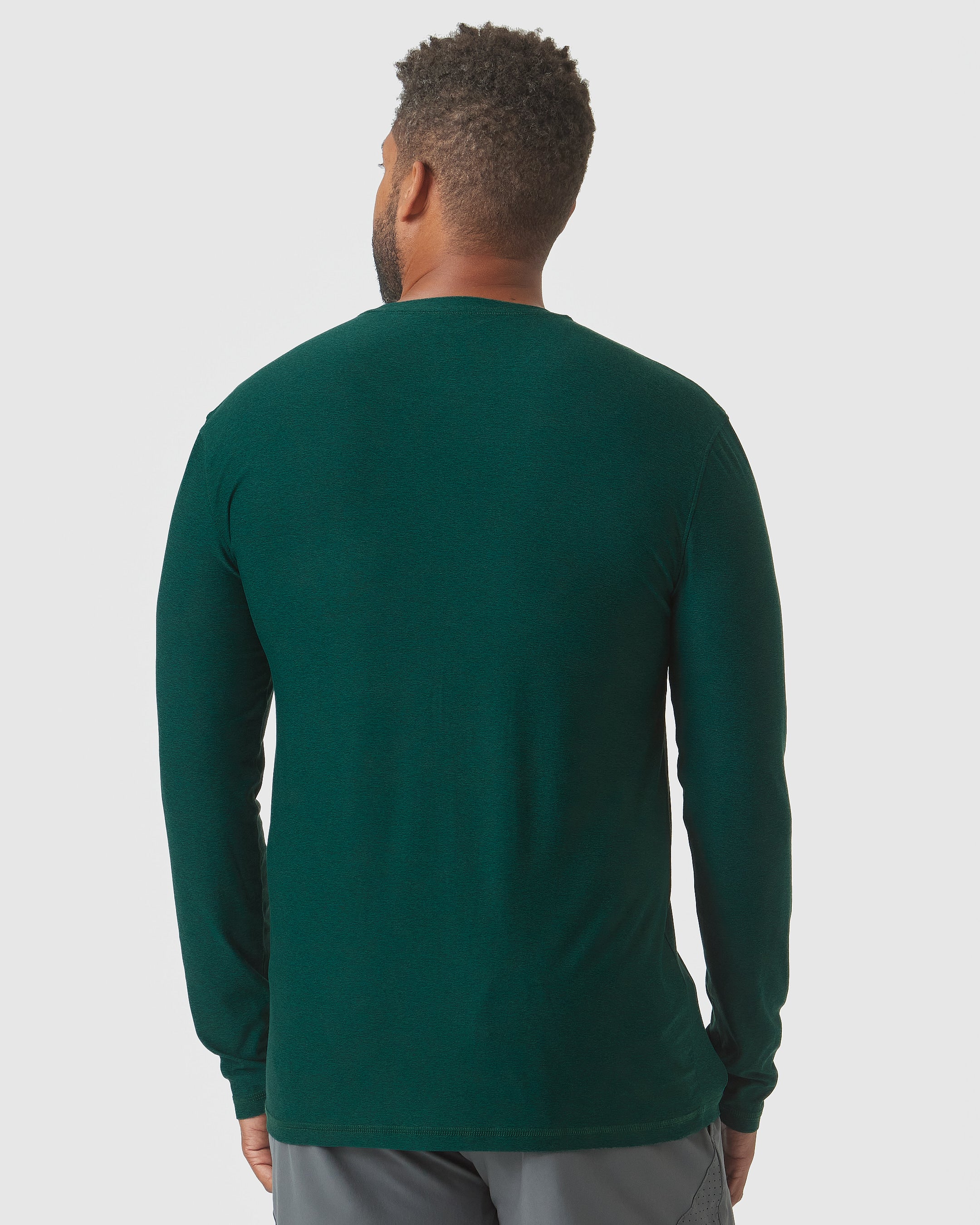 Evergreen Heather Active Long Sleeve Crew T-Shirt-VibeCloset