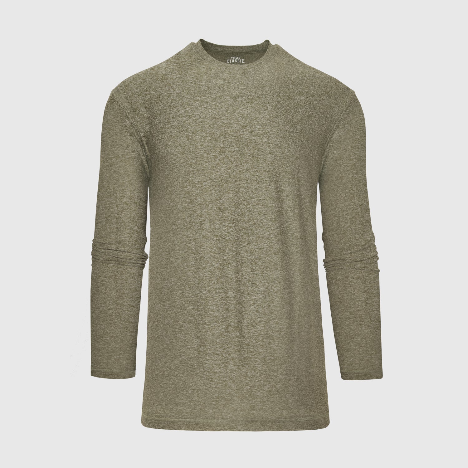 Heather Military Green Active Long Sleeve Crew T-Shirt-VibeCloset