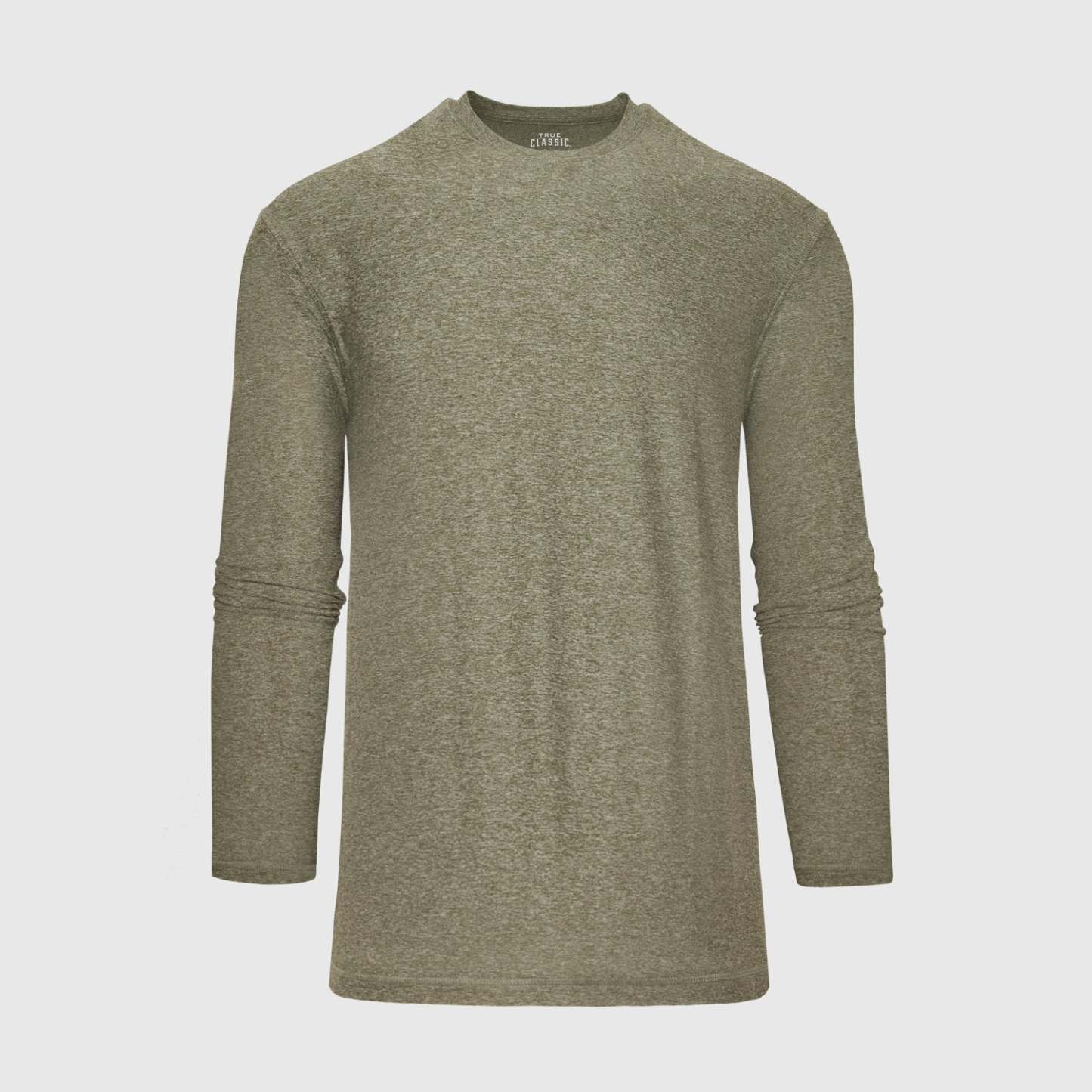 Heather Military Green Active Long Sleeve Crew T-Shirt-VibeCloset