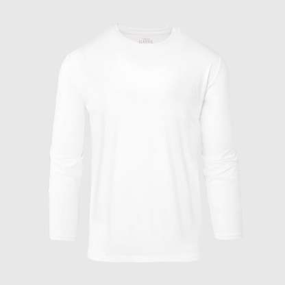 White Active Long Sleeve Crew T-Shirt-VibeCloset