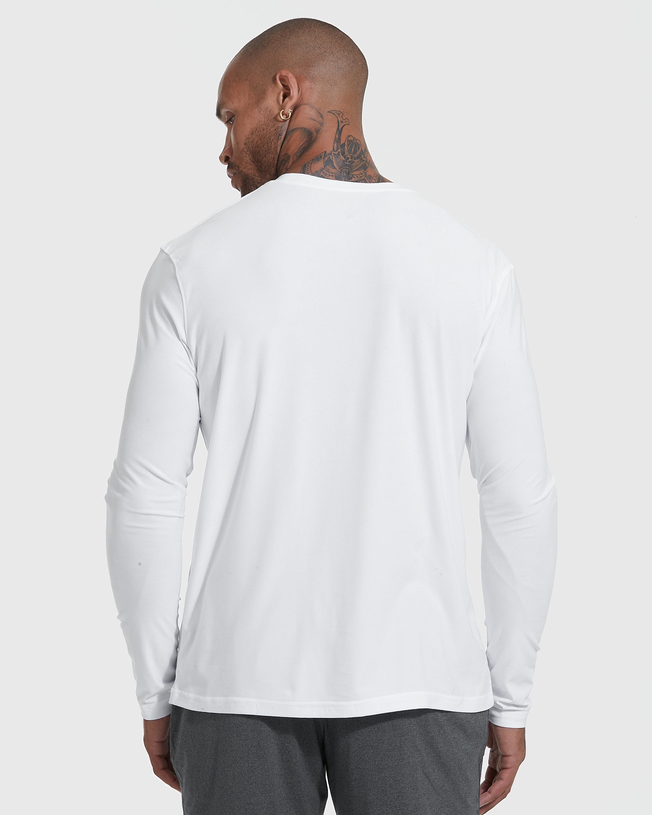 White Active Long Sleeve Crew T-Shirt-VibeCloset