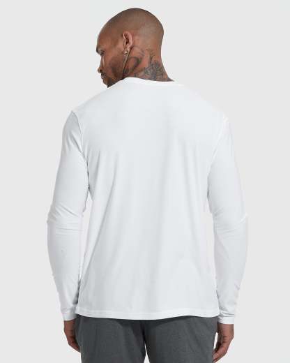 White Active Long Sleeve Crew T-Shirt-VibeCloset