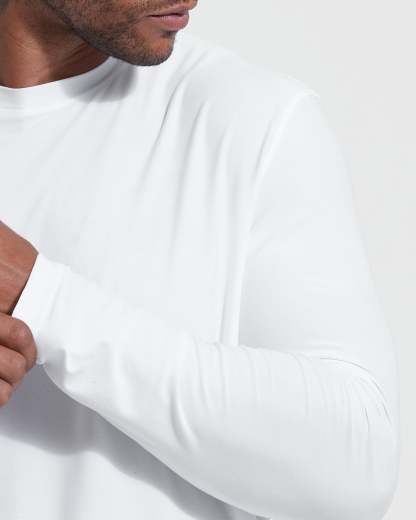 White Active Long Sleeve Crew T-Shirt-VibeCloset