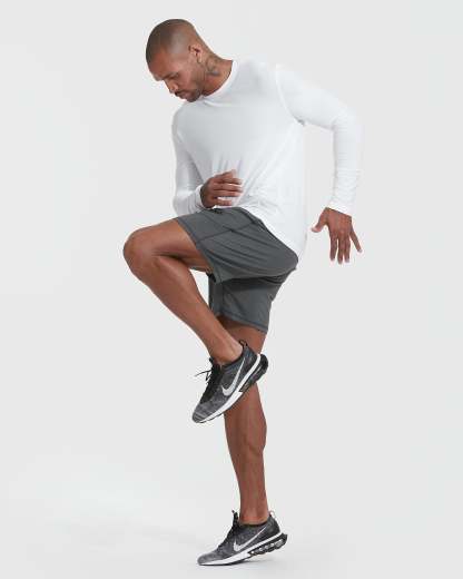 White Active Long Sleeve Crew T-Shirt-VibeCloset