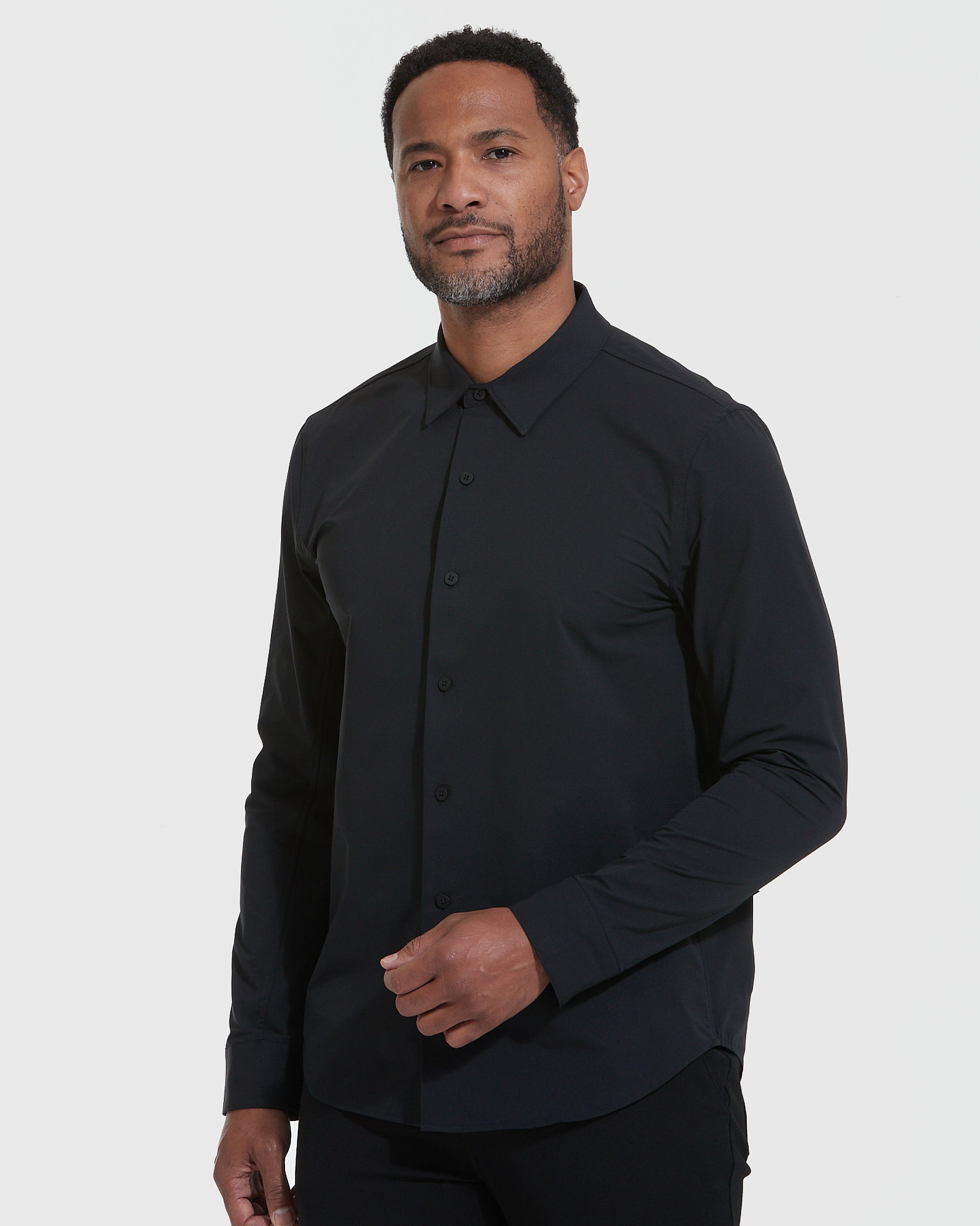 Black Commuter Long Sleeve Shirt-VibeCloset