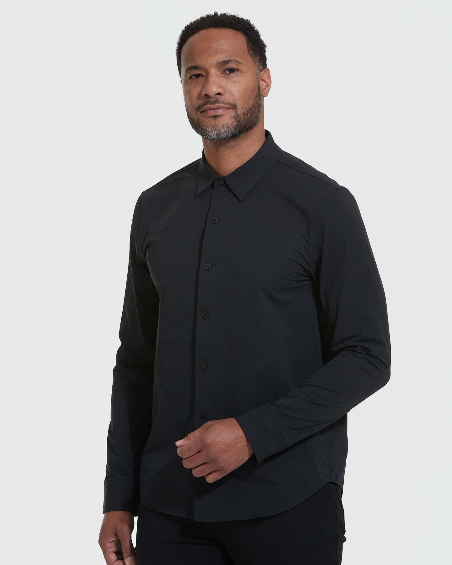Black Commuter Long Sleeve Shirt-VibeCloset