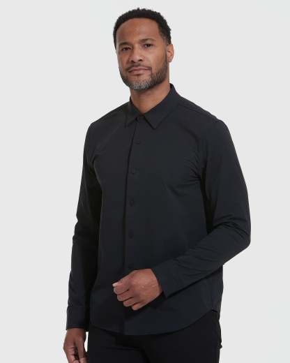 Black Commuter Long Sleeve Shirt-VibeCloset