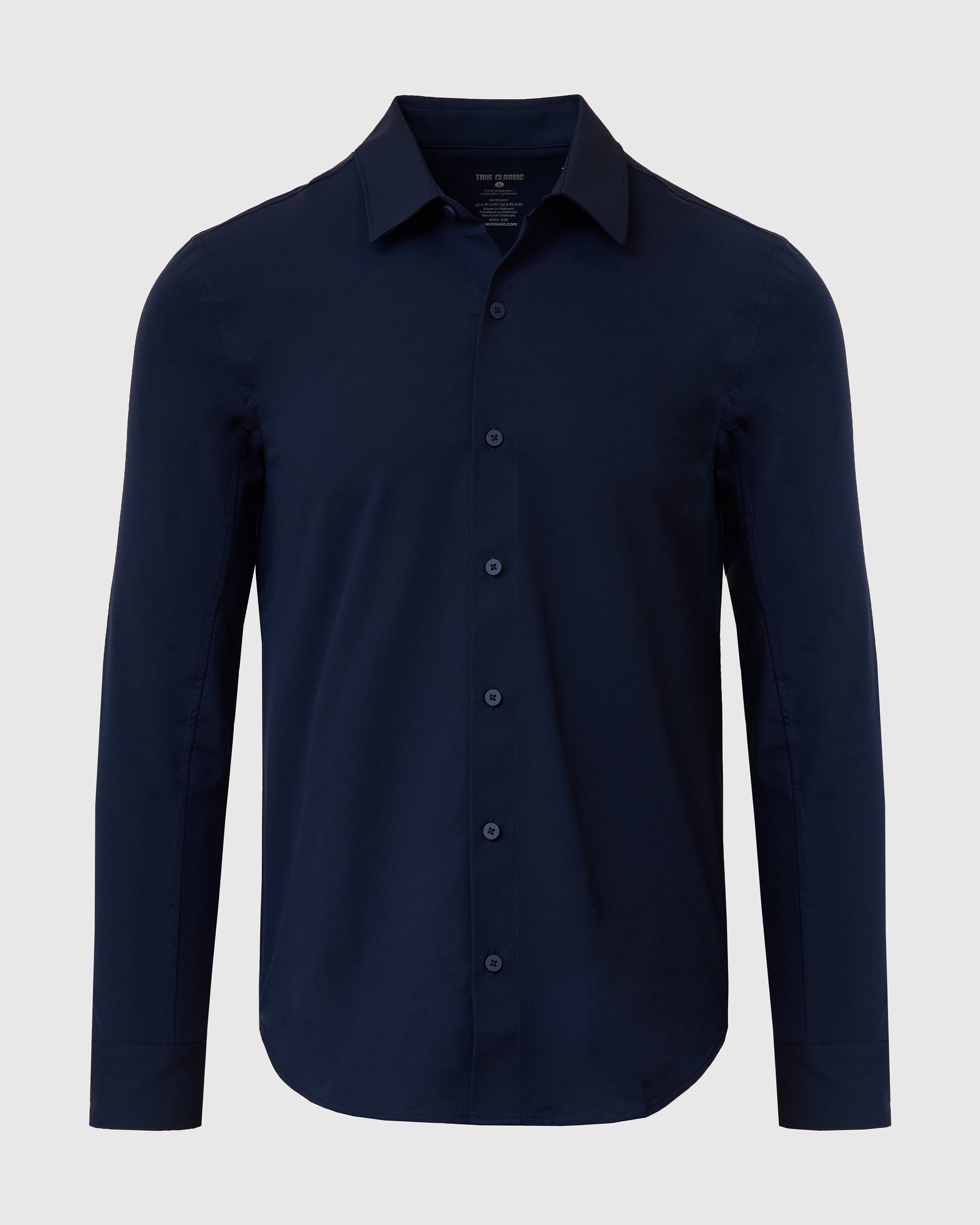 Navy Commuter Long Sleeve Shirt-VibeCloset