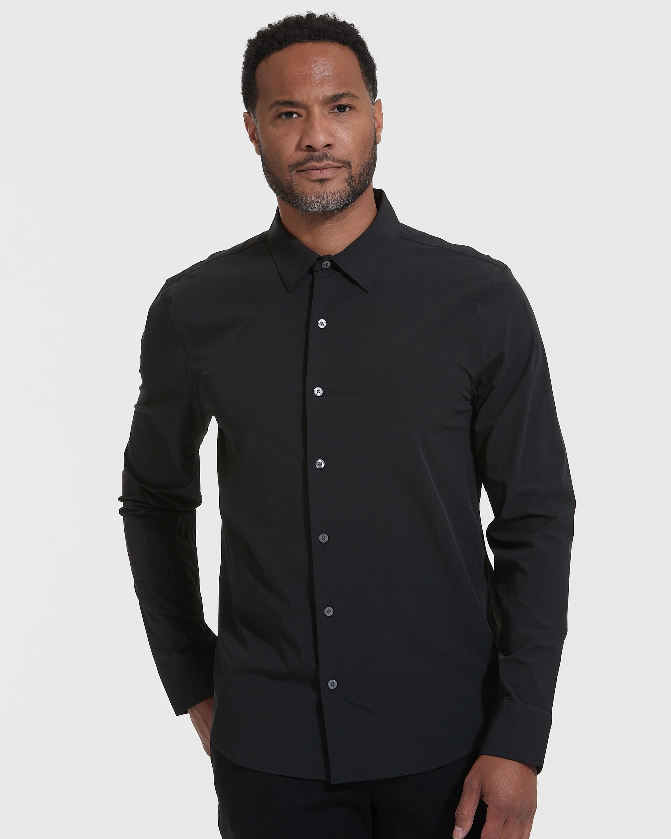 Black Performance Lightweight Dress Shirt-VibeCloset