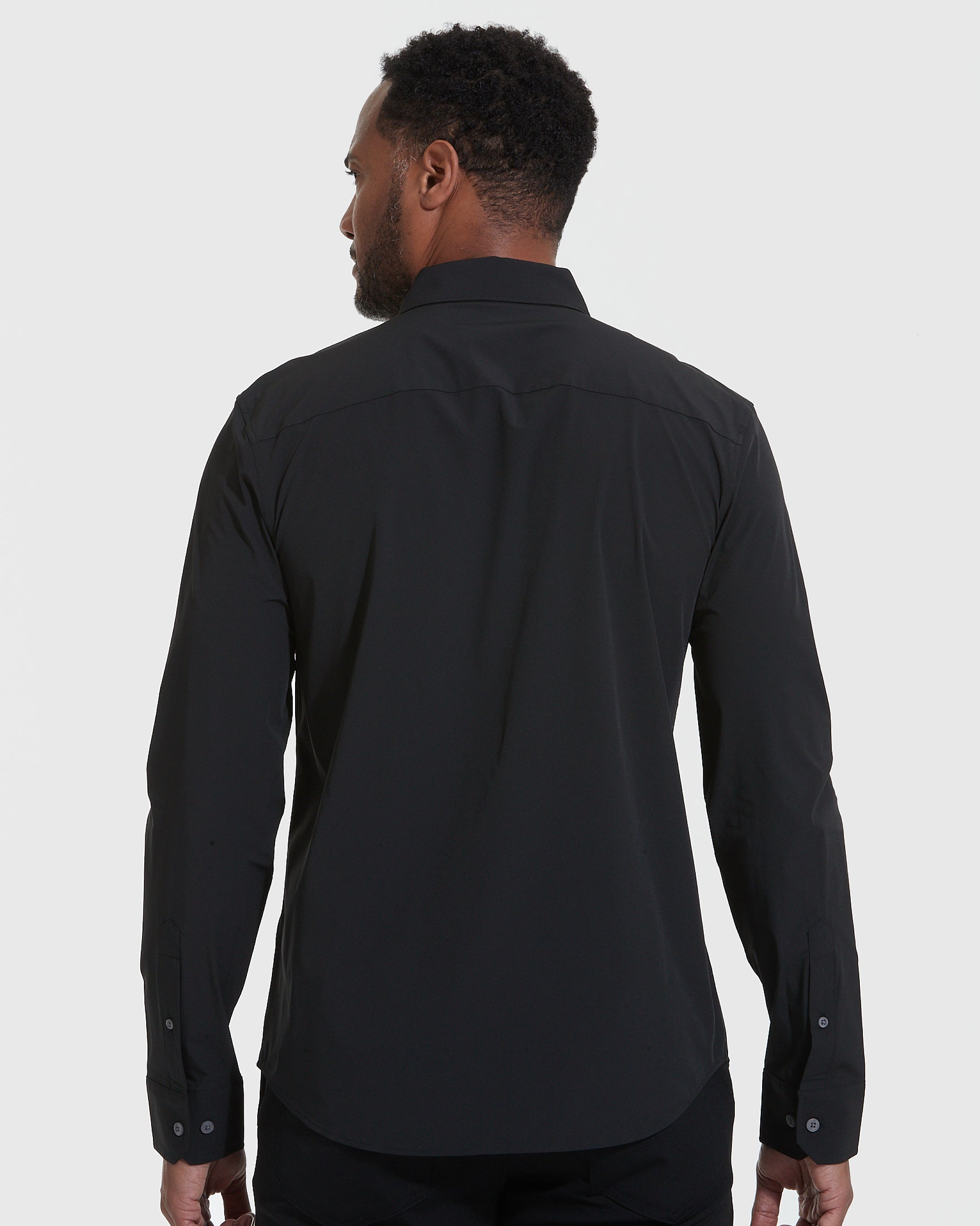 Black Performance Lightweight Dress Shirt-VibeCloset