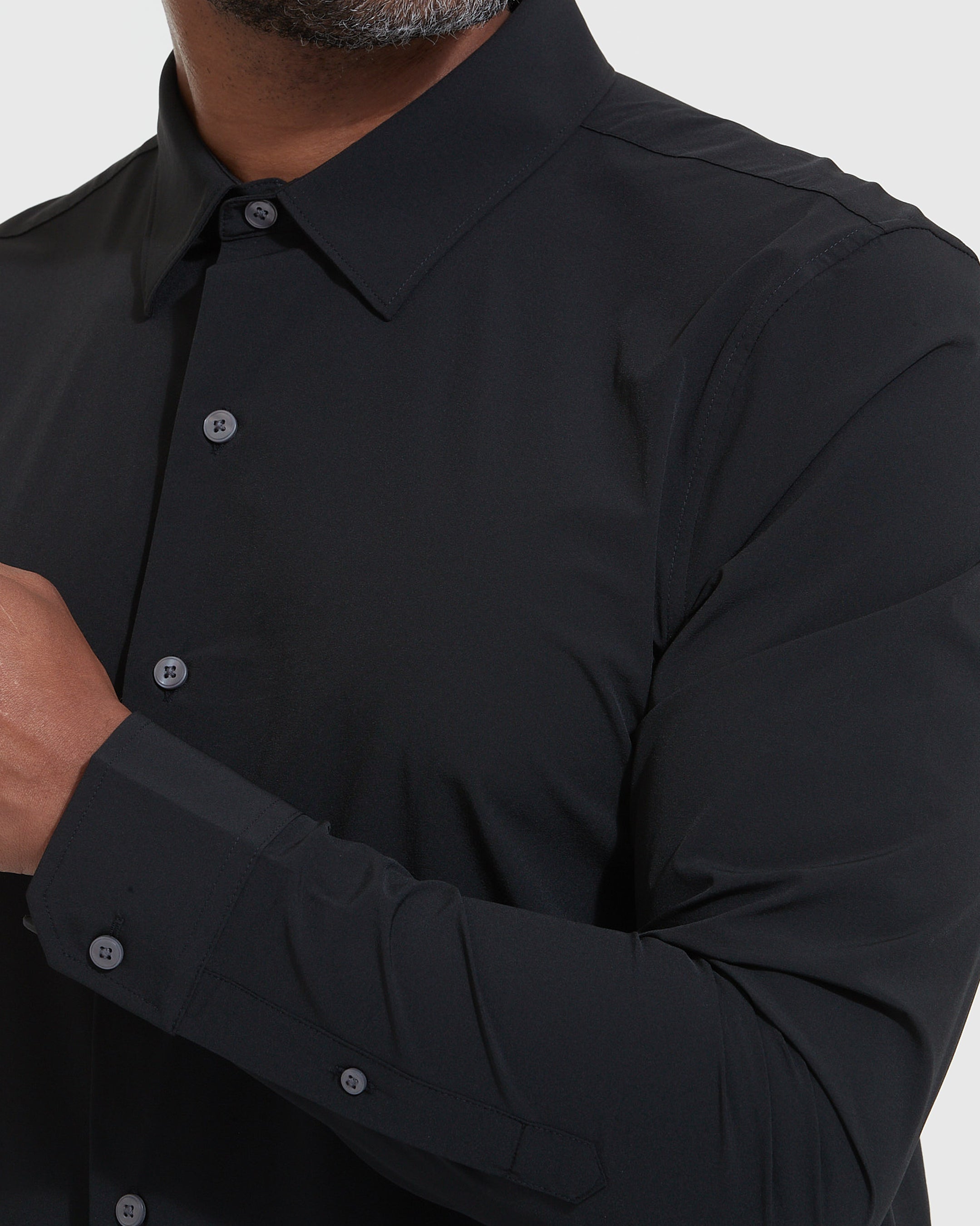 Black Performance Lightweight Dress Shirt-VibeCloset