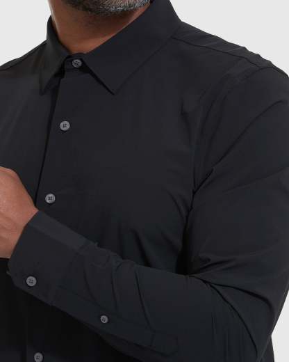 Black Performance Lightweight Dress Shirt-VibeCloset