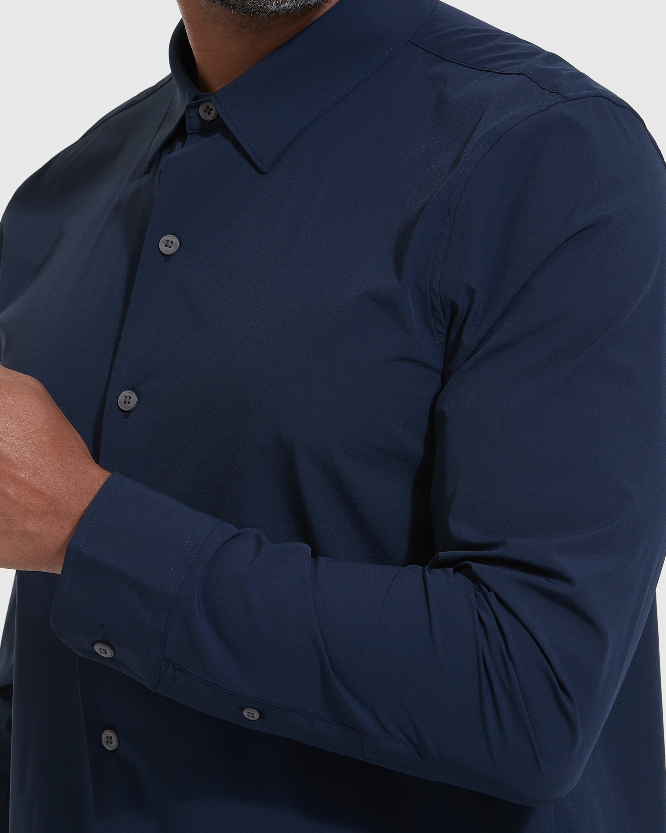 Navy Performance Lightweight Dress Shirt-VibeCloset