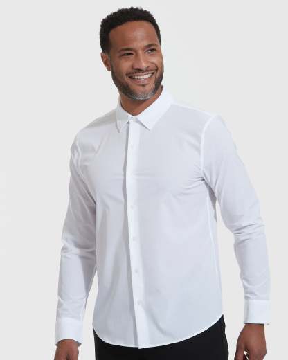 White Performance Lightweight Dress Shirt-VibeCloset