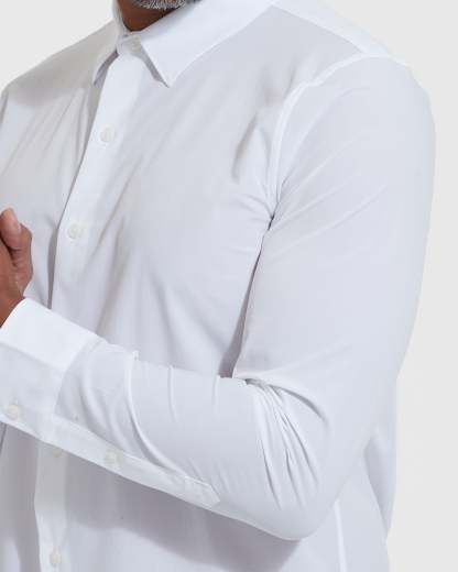 White Performance Lightweight Dress Shirt-VibeCloset