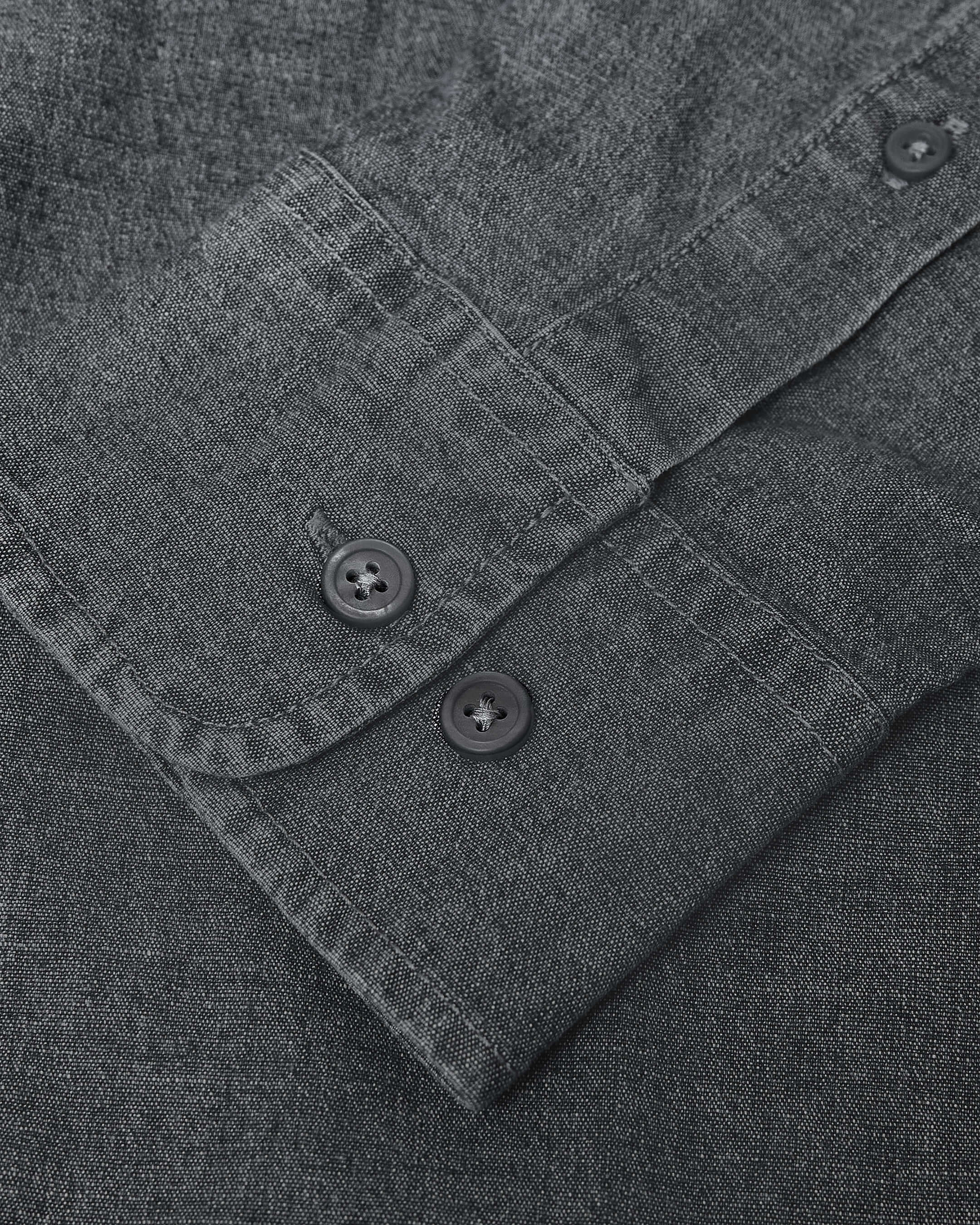Black Wash Long Sleeve Chambray Shirt-VibeCloset
