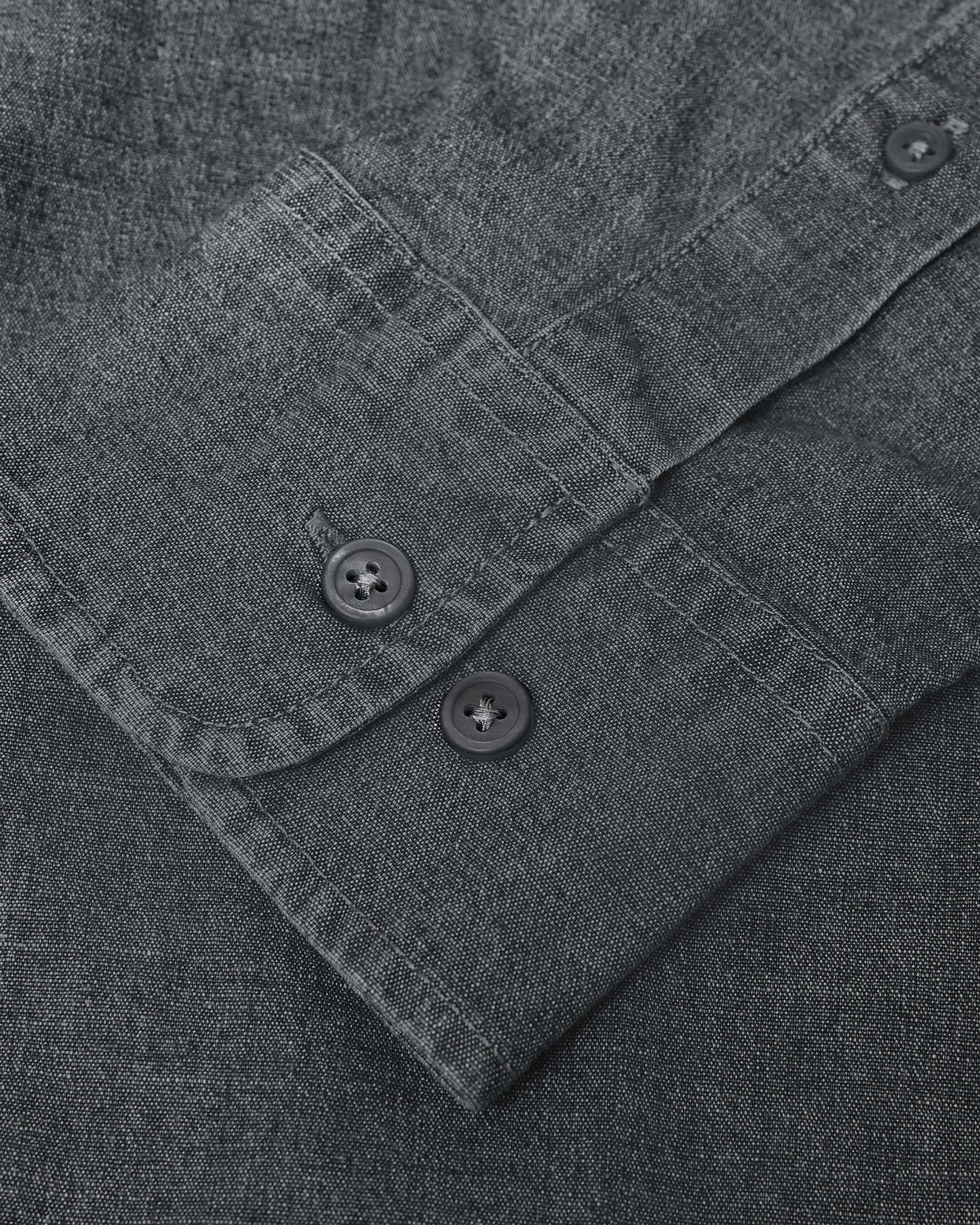 Black Wash Long Sleeve Chambray Shirt-VibeCloset