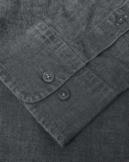 Black Wash Long Sleeve Chambray Shirt-VibeCloset