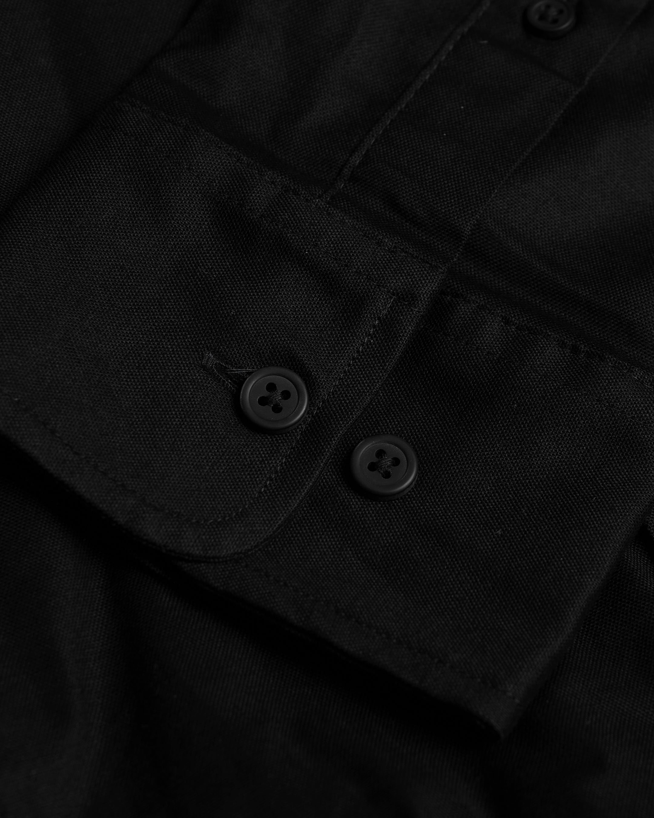 Black Stretch Oxford Long Sleeve Shirt-VibeCloset