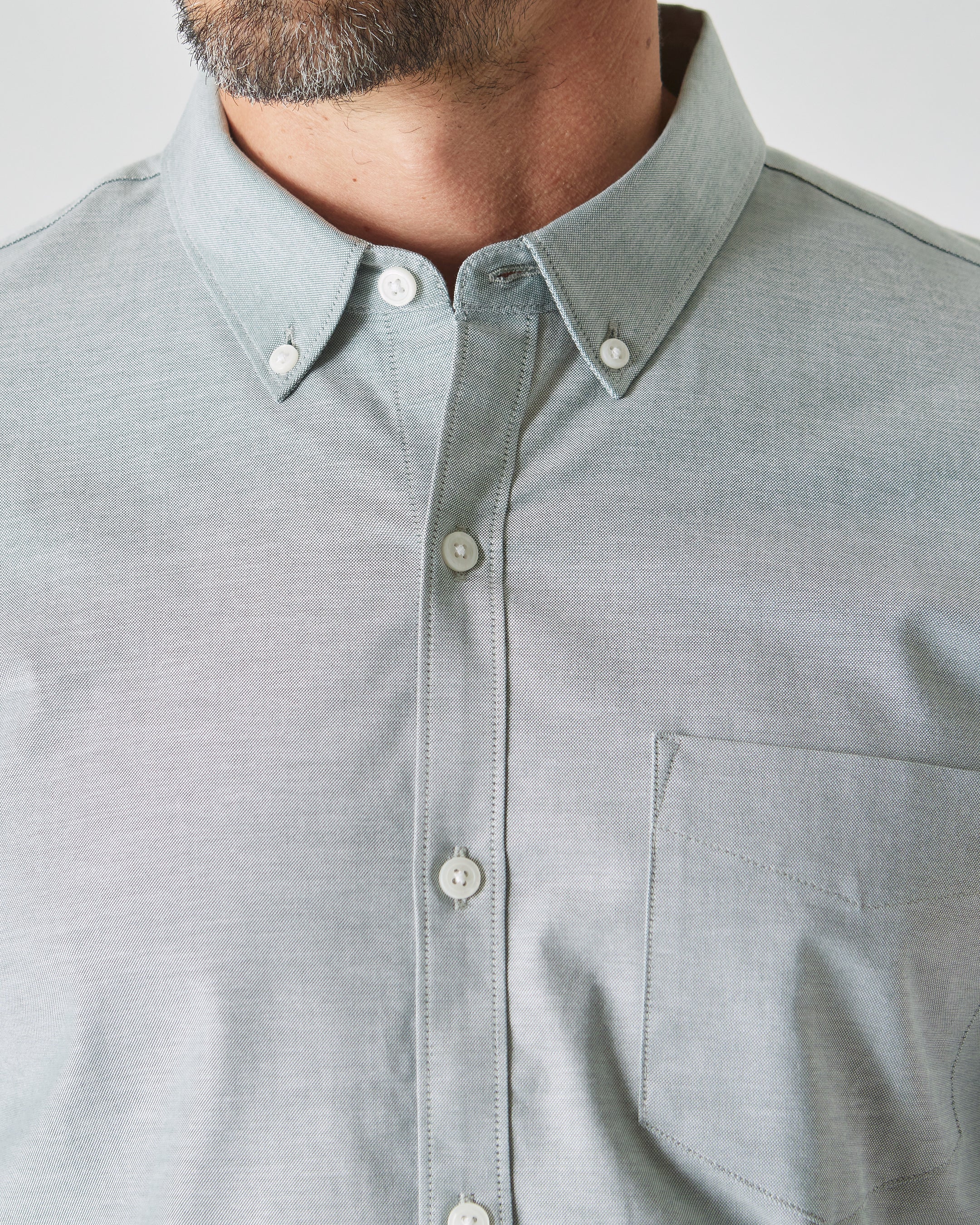 Moss Stretch Oxford Long Sleeve Shirt-VibeCloset