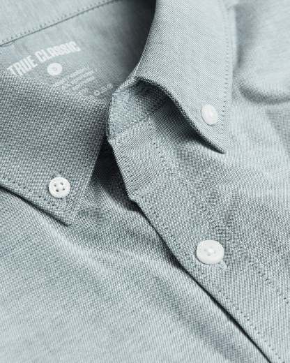 Moss Stretch Oxford Long Sleeve Shirt-VibeCloset