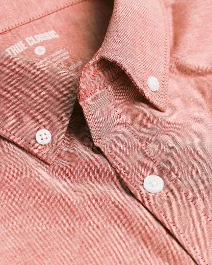 Peach Stretch Oxford Long Sleeve Shirt-VibeCloset